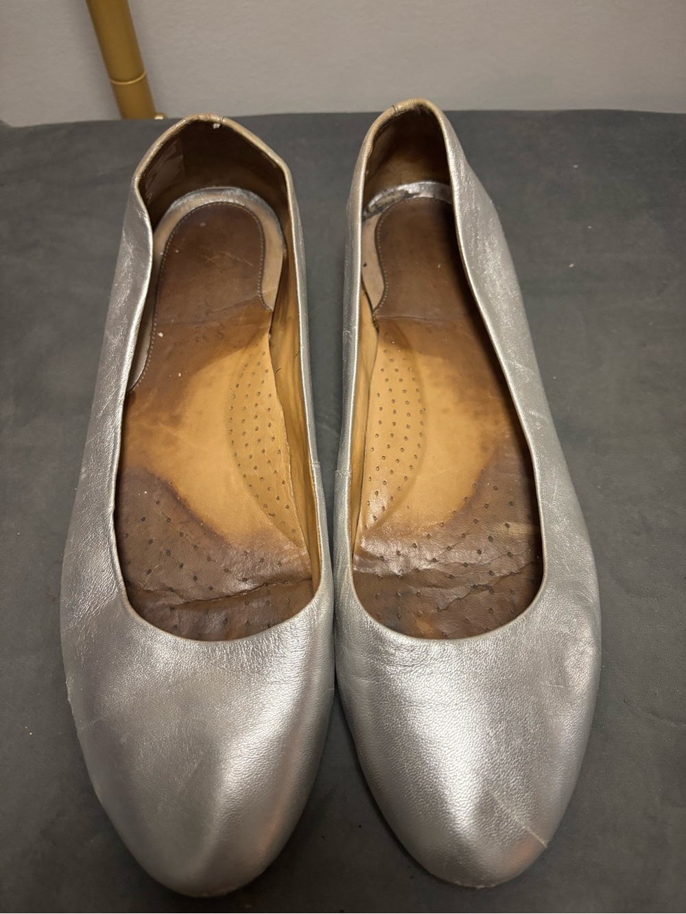 Women's Metallic Silver Ballet Flats - Comfortable Everyday Style